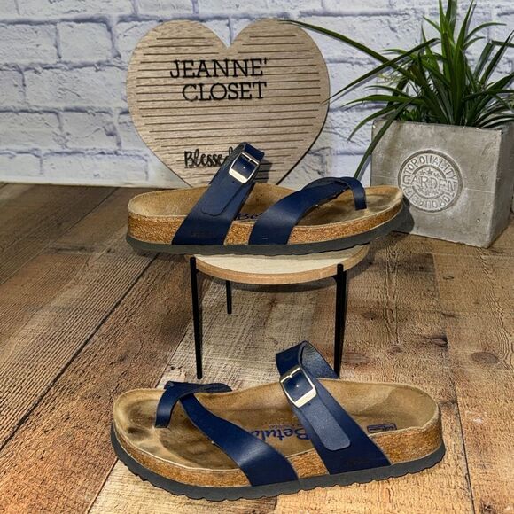 Birkenstock Betula Womens Mia Leather Loop Toe Sandals sz 38 L 7 Soft Footbed - Picture 2 of 8